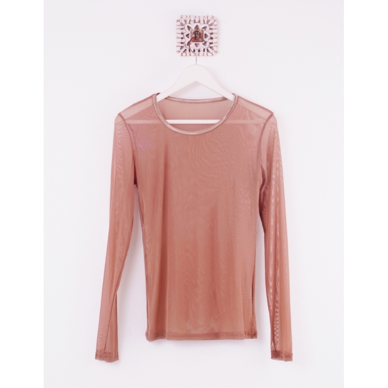 Camiseta tul transparente - Camel - - Tienda online - moda que inspira